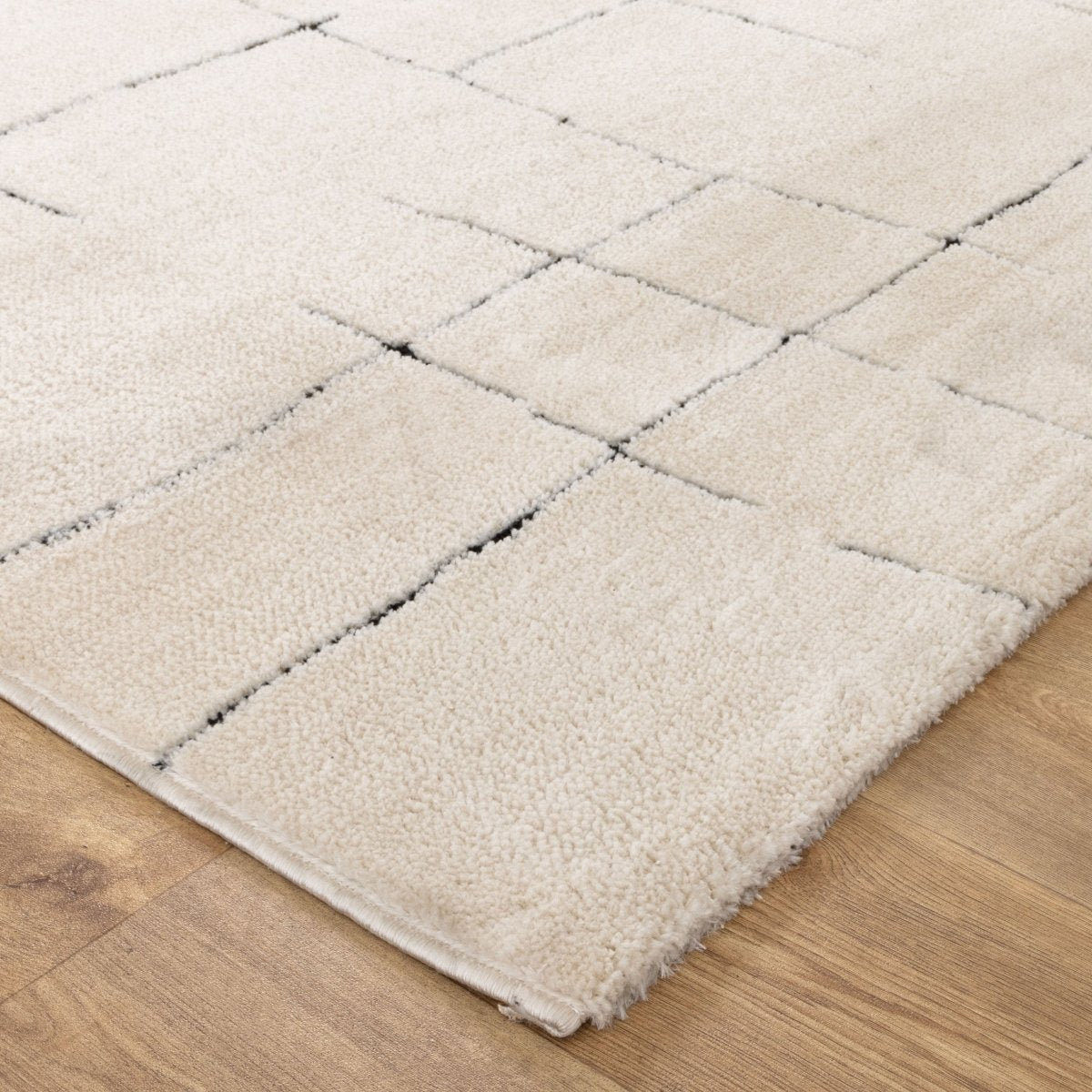 Luna Abstract Lines Black Cream Rug