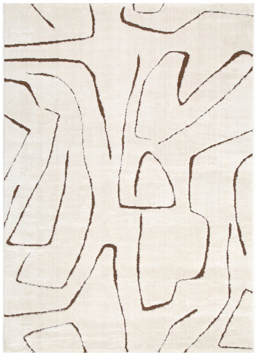 Luna Lines Cream Brown Modern Rug