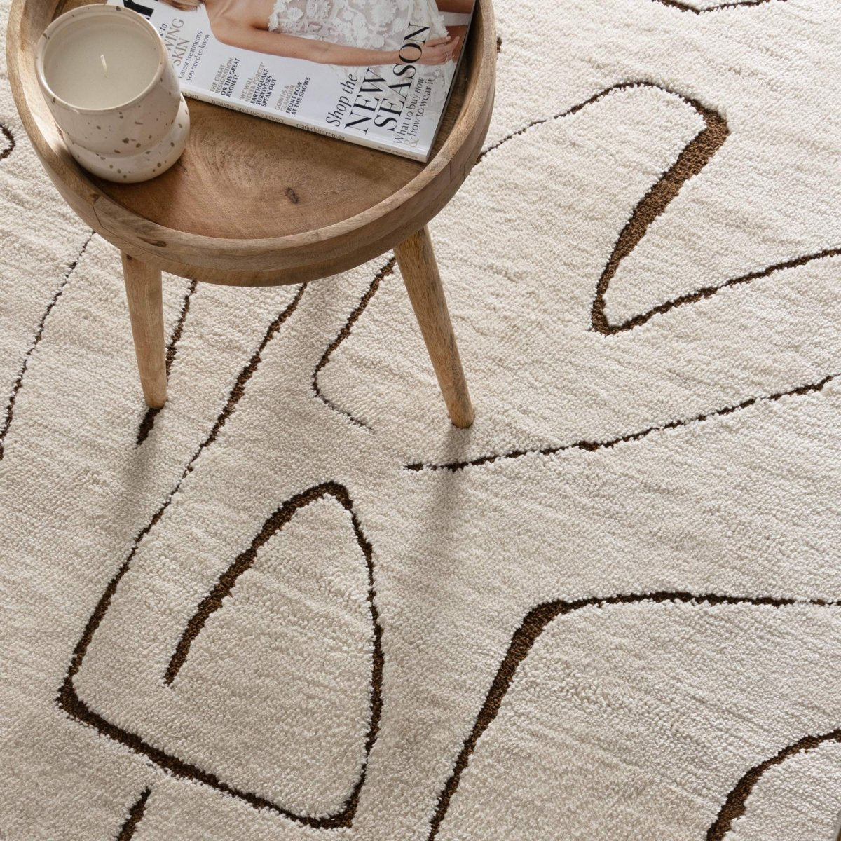 Luna Lines Cream Brown Modern Rug