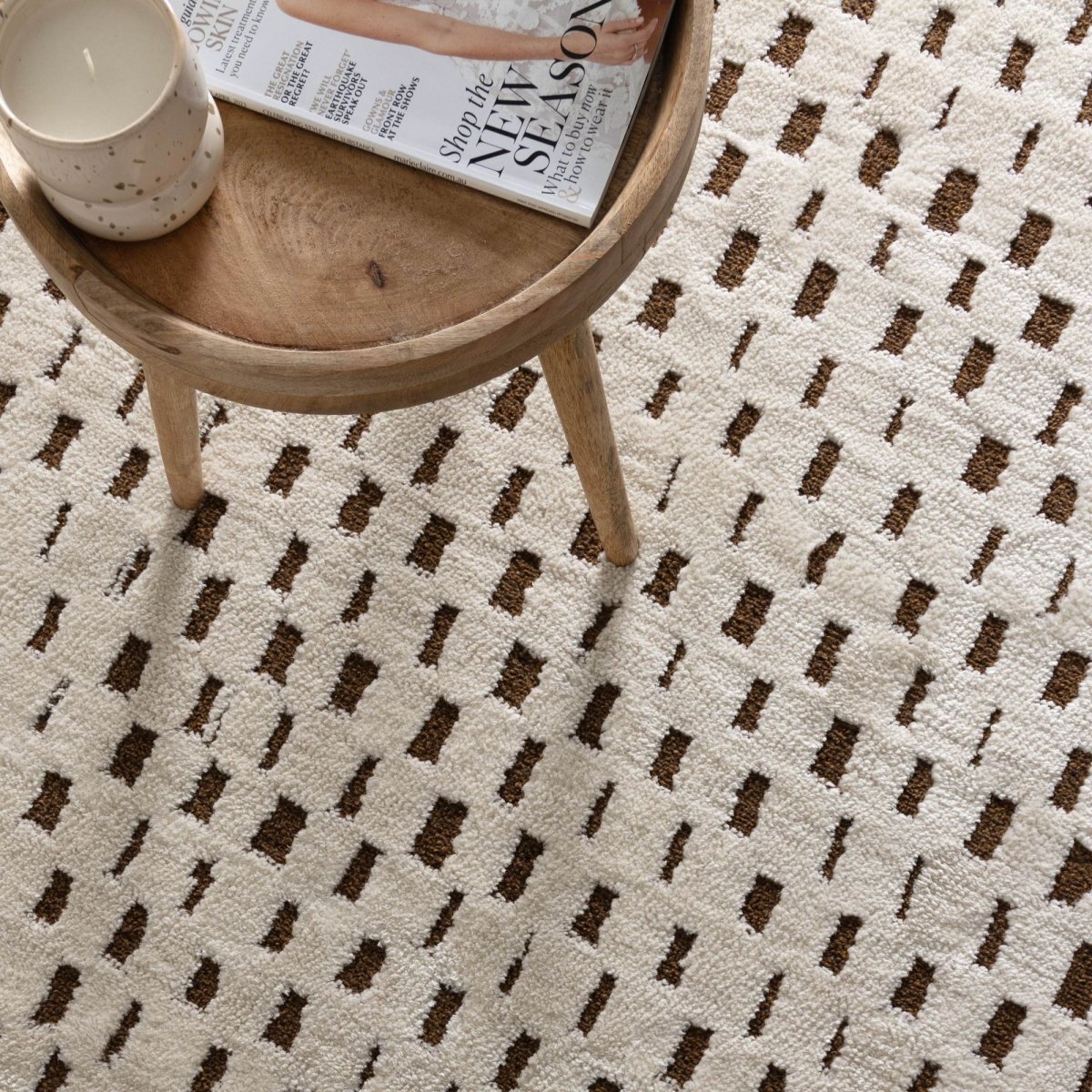 Luna Squares Brown Cream Rug