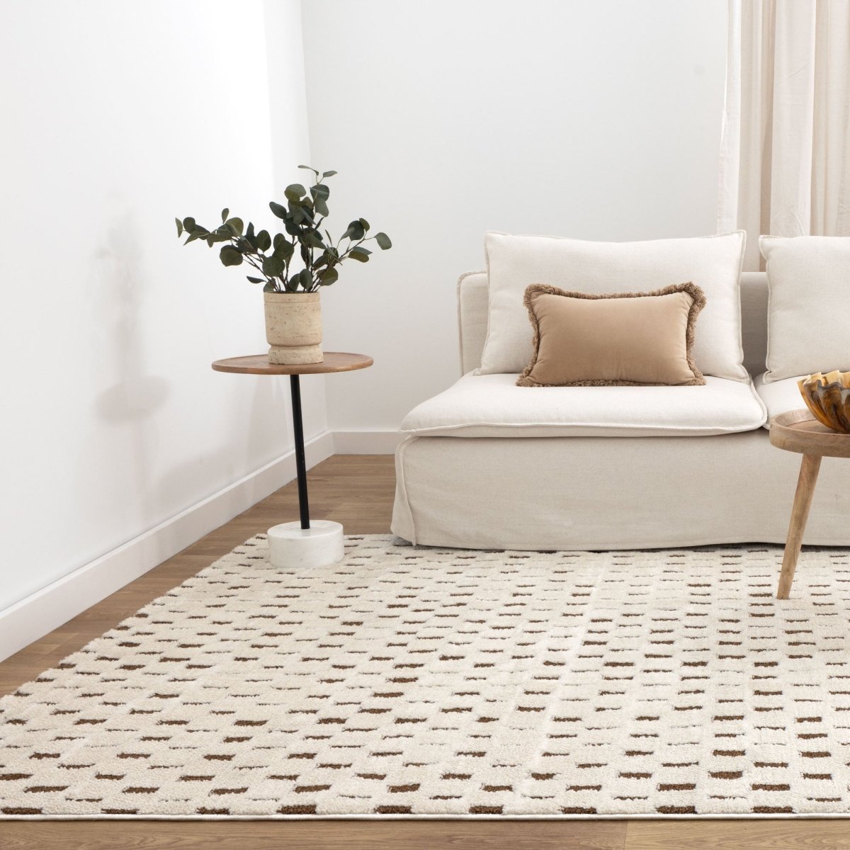 Luna Squares Brown Cream Rug