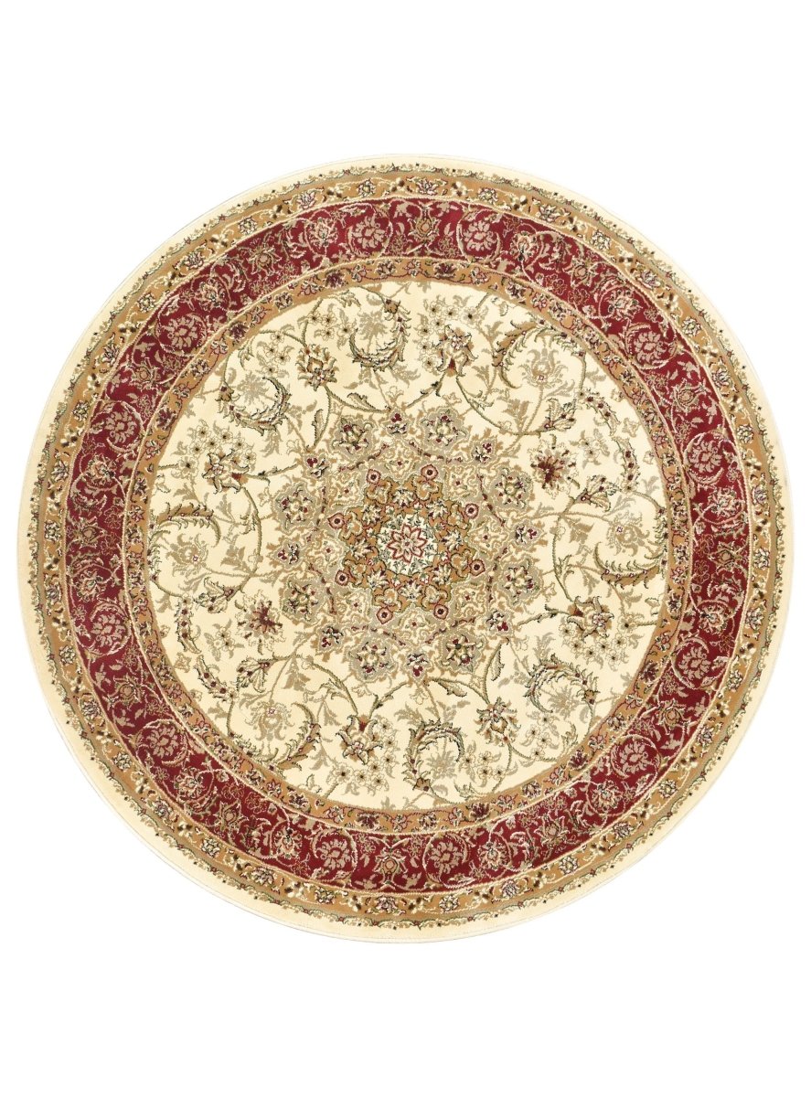 Marcel  Cream Red Traditional Round Rug