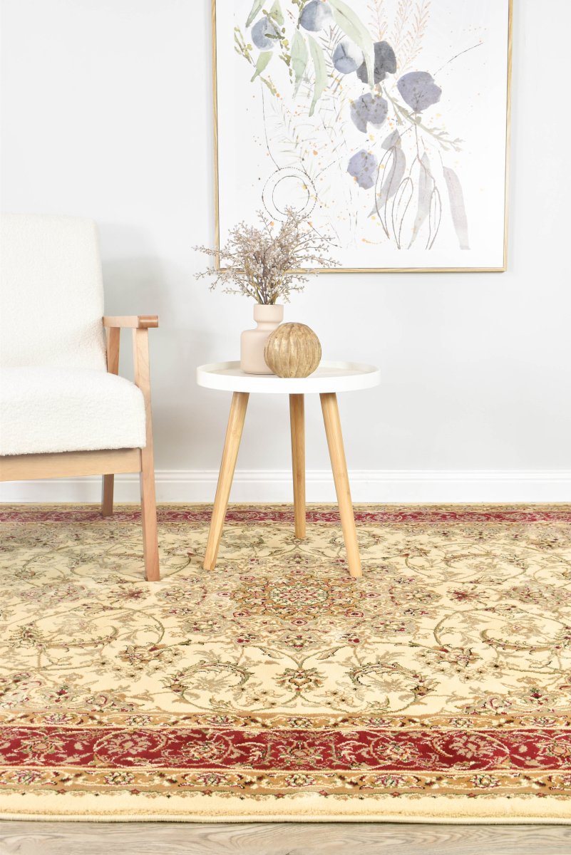 Marcel Cream Red Traditional Rug