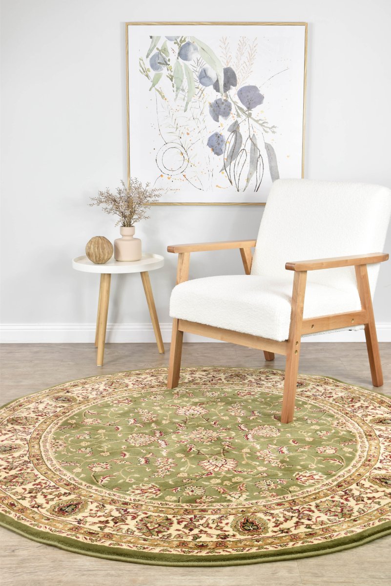 Marcel Green Transitional Round Rug