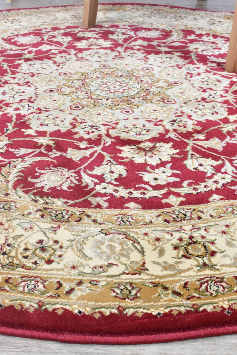 Marcel Red Traditional Round Rug