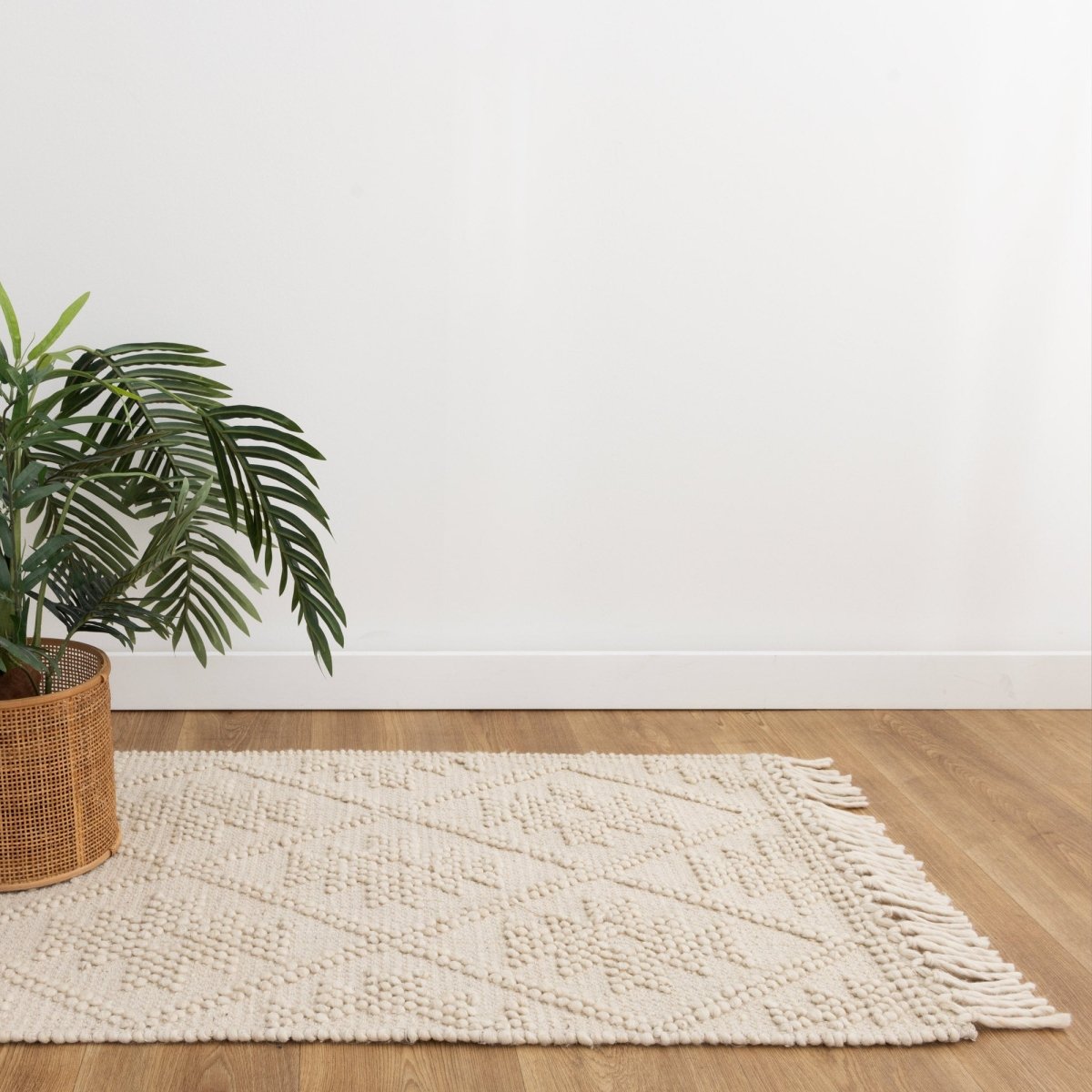 Marco Geometric Beige Wool Rug