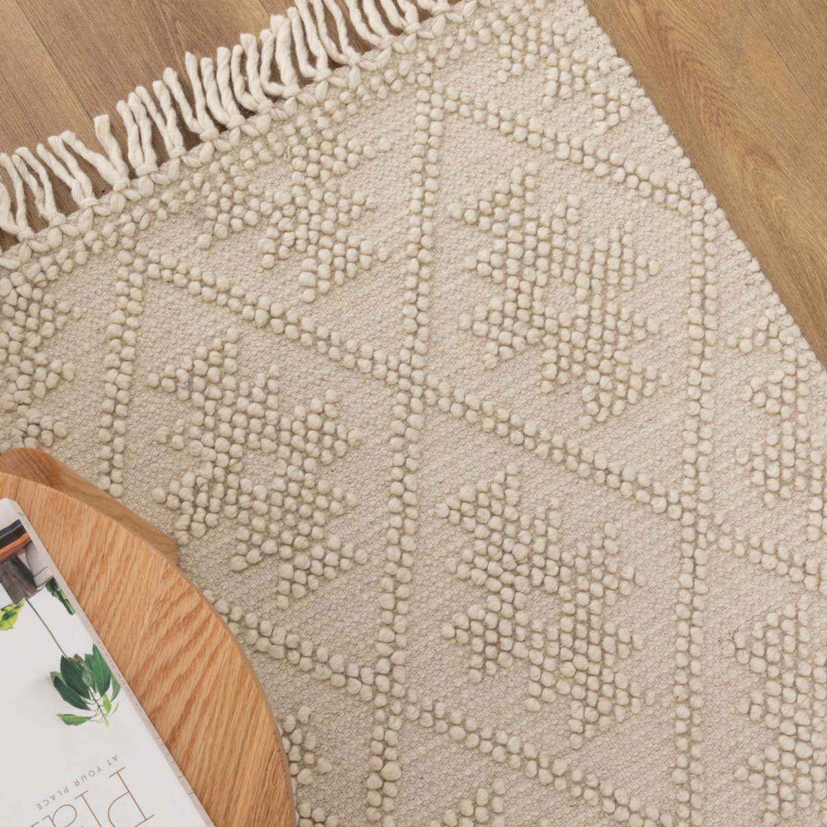 Marco Geometric Beige Wool Rug