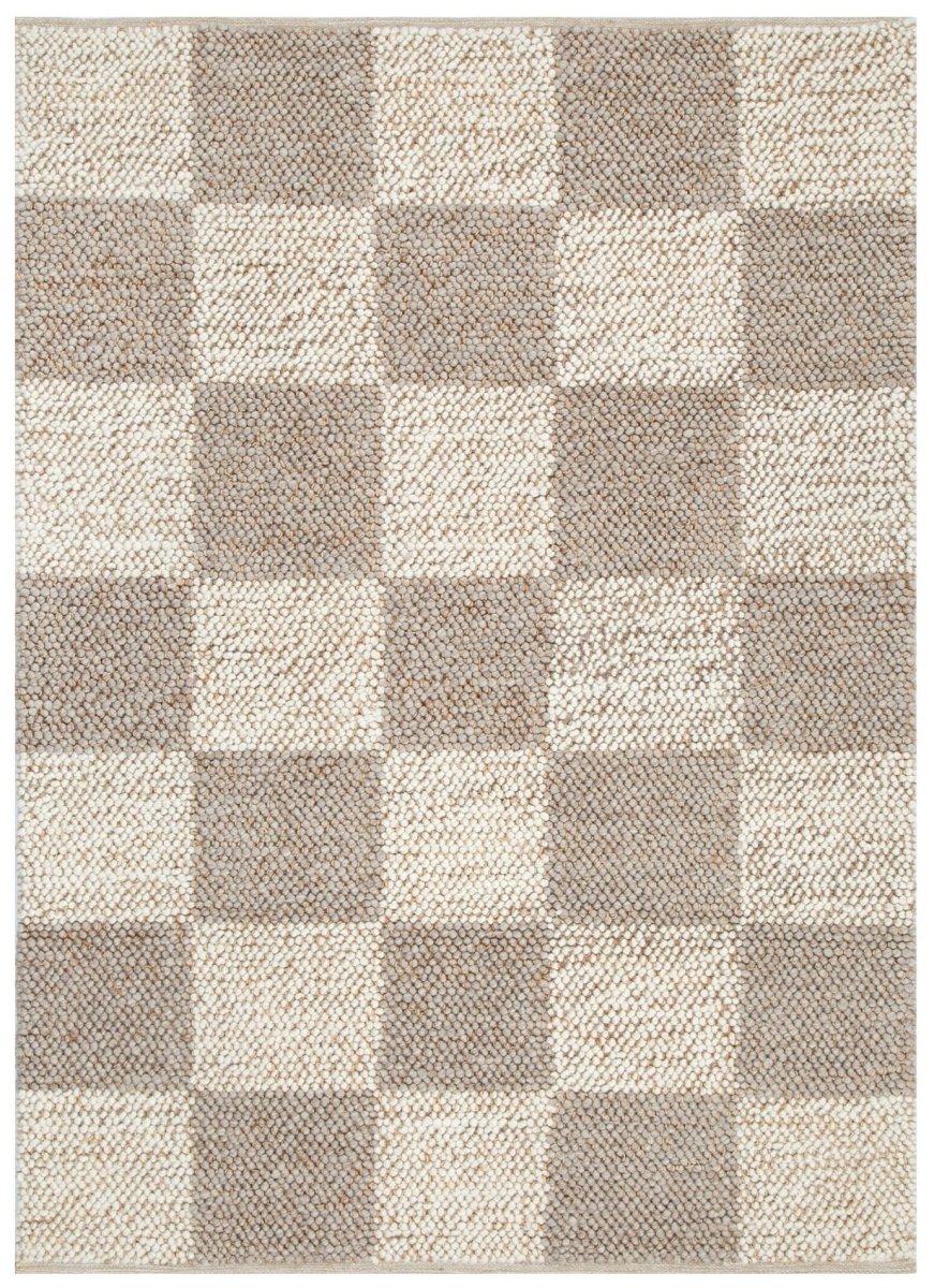 Meadow Checkered Beige and Ivory Jute and Wool Rug