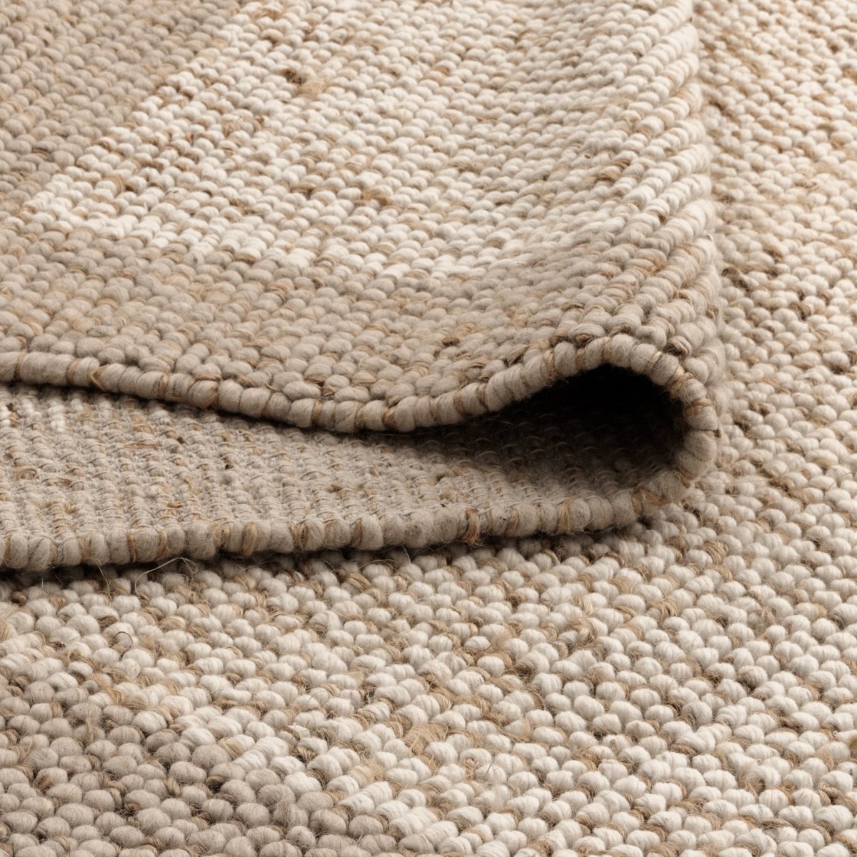 Meadow Plain Border Cream Beige Jute and Wool Rug