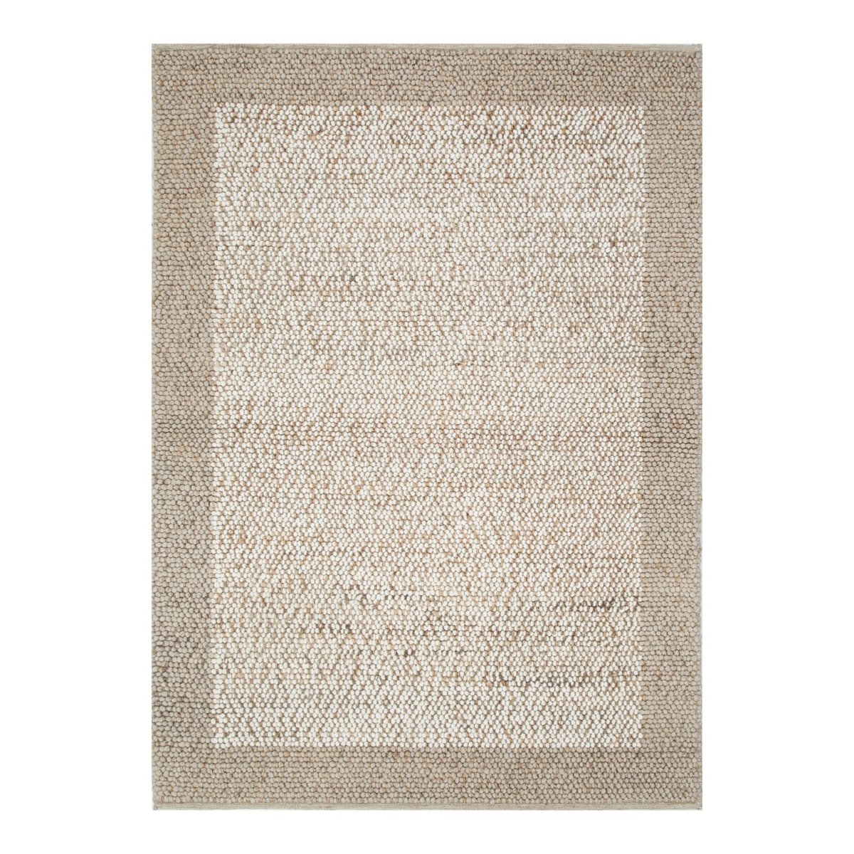 Meadow Plain Border Cream Beige Jute and Wool Rug