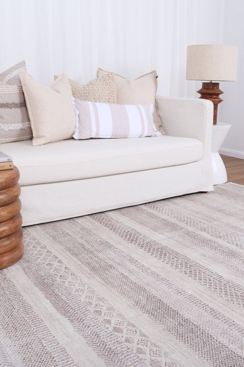 Mojave Lines Desert Beige Washable Rug