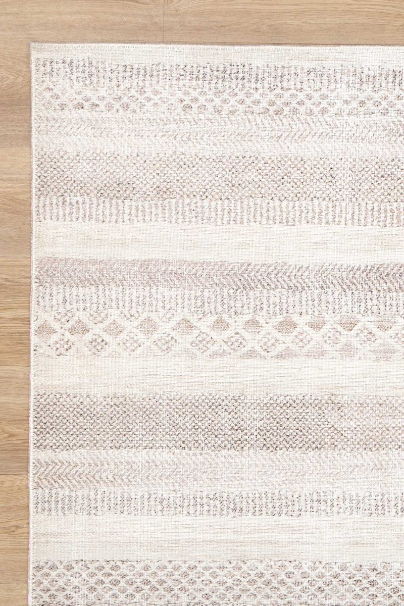 Mojave Lines Desert Beige Washable Rug