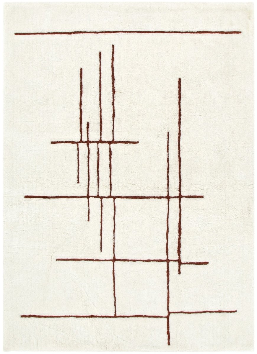 Noola Abstract Terracotta Lines Washable Wool Rug