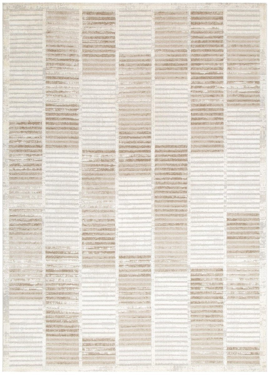 Nora Modern Stripes Grey and Beige Rug