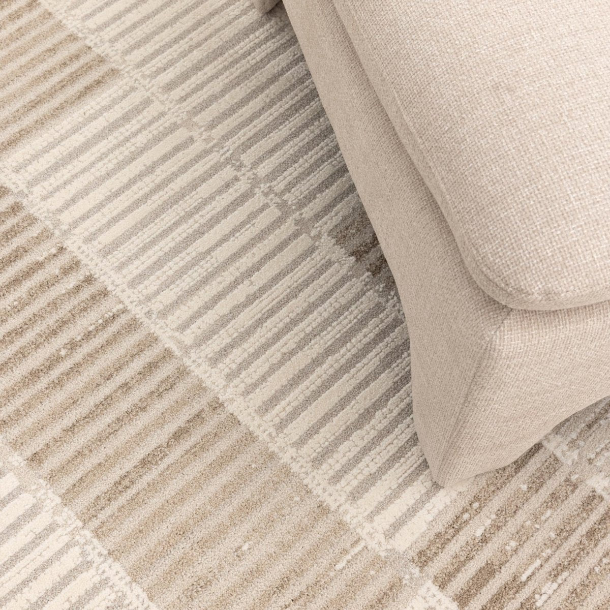 Nora Modern Stripes Grey and Beige Rug