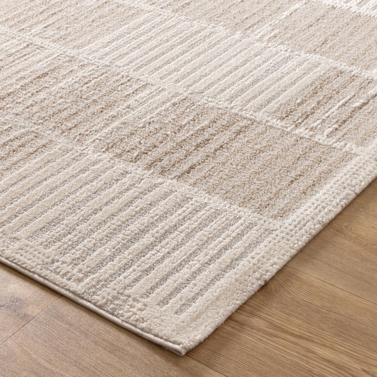 Nora Modern Stripes Grey and Beige Rug