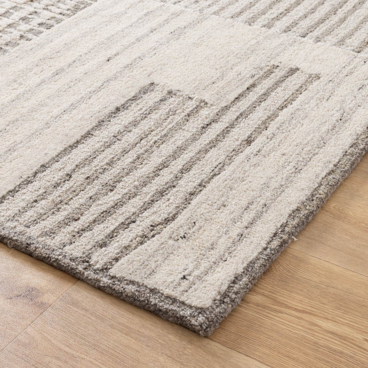 Orion Prism Grey Cream Wool Rug