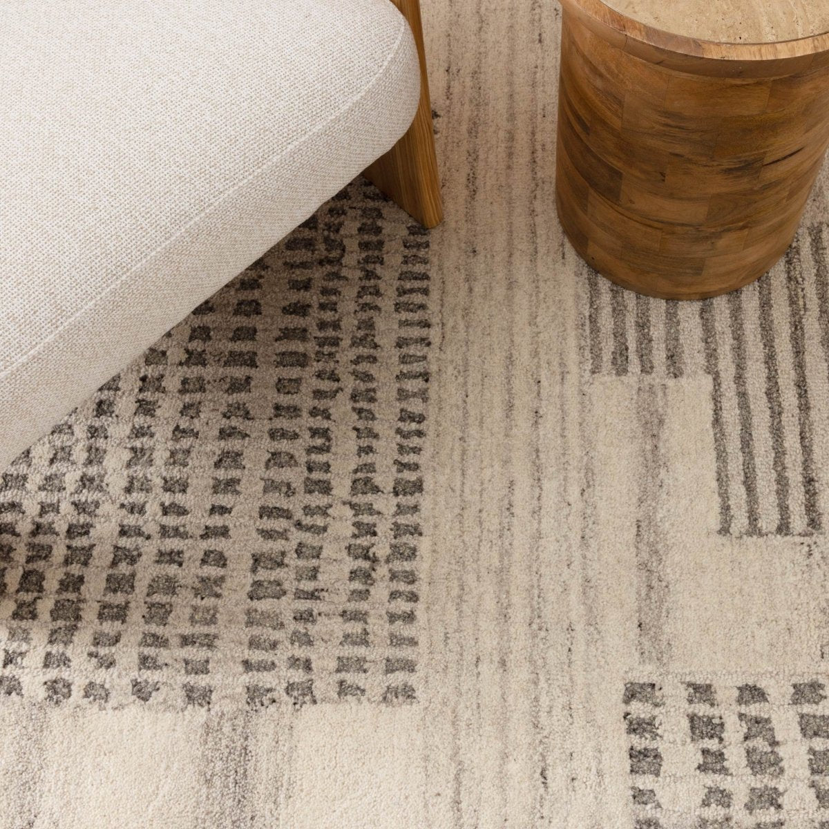 Orion Prism Grey Cream Wool Rug