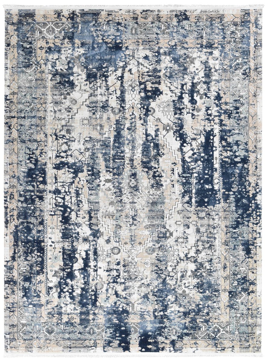 Pebble Blue White Modern Rug