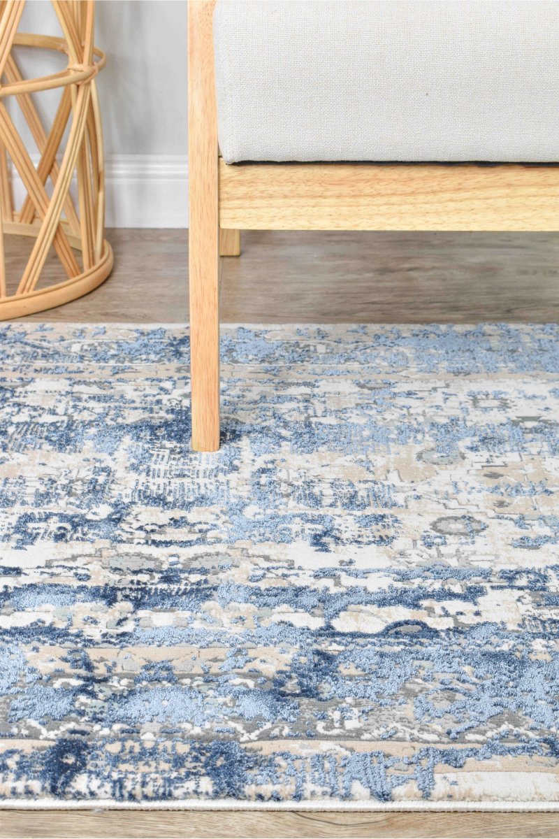 Pebble Blue White Modern Rug