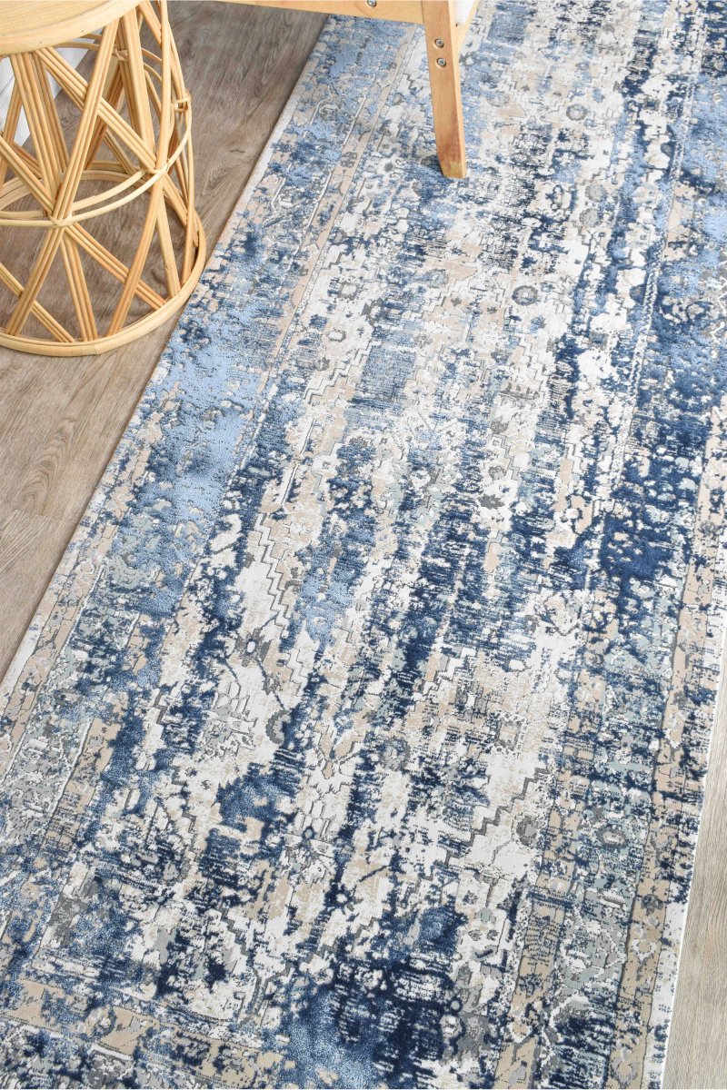 Pebble Blue White Modern Rug