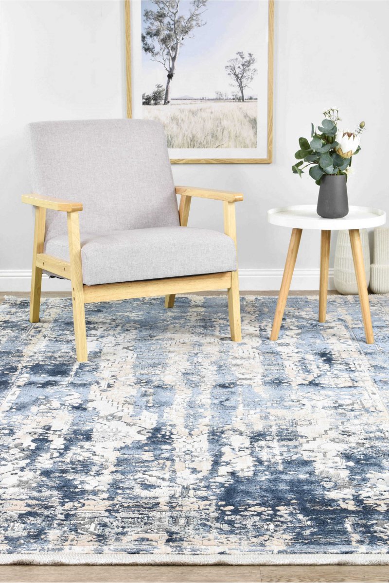 Pebble Blue White Modern Rug