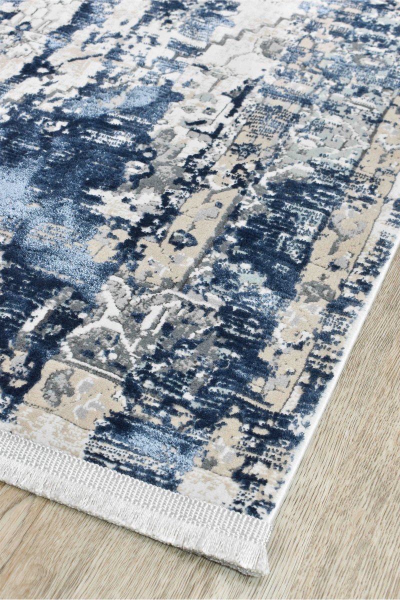 Pebble Blue White Modern Rug