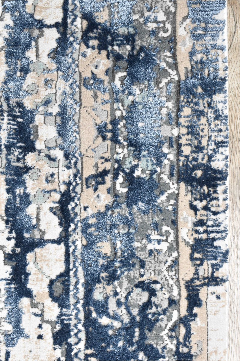 Pebble Blue White Modern Rug