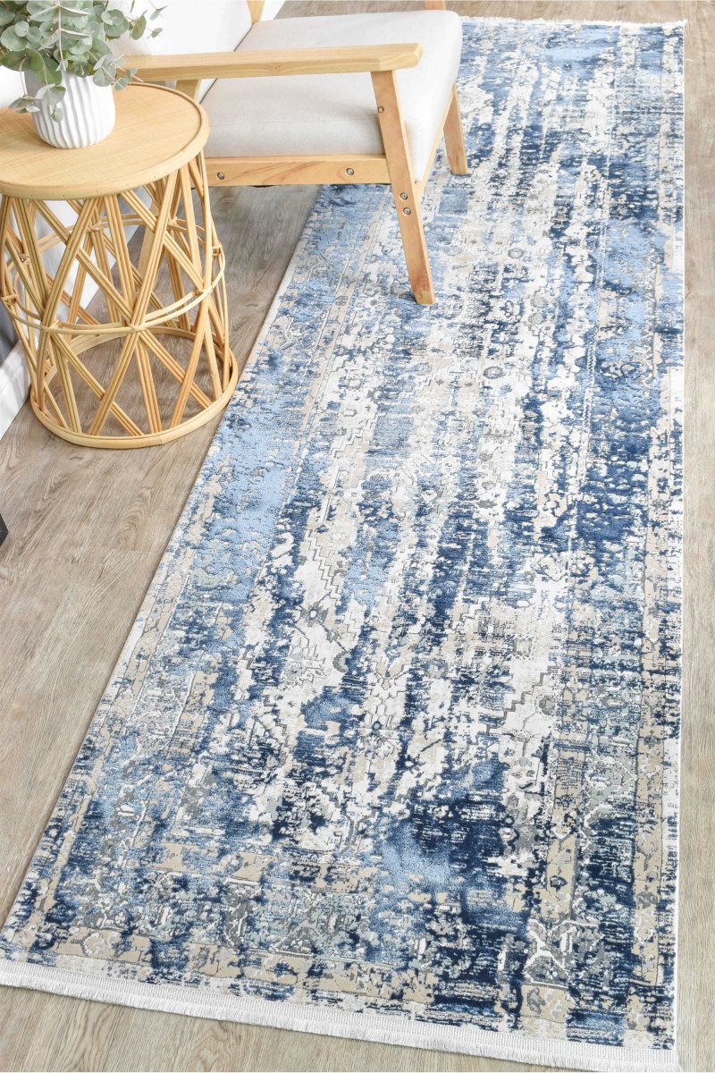 Pebble Blue White Modern Rug