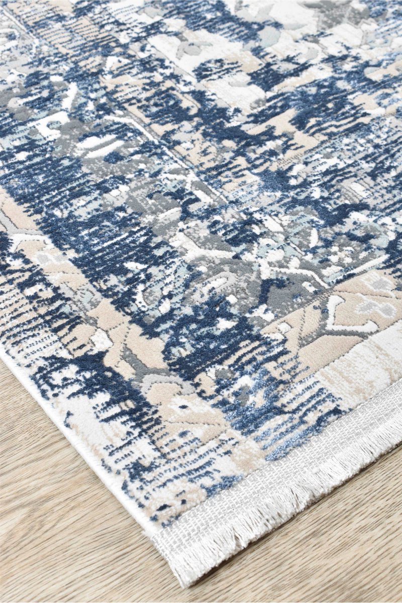 Pebble Blue White Modern Rug