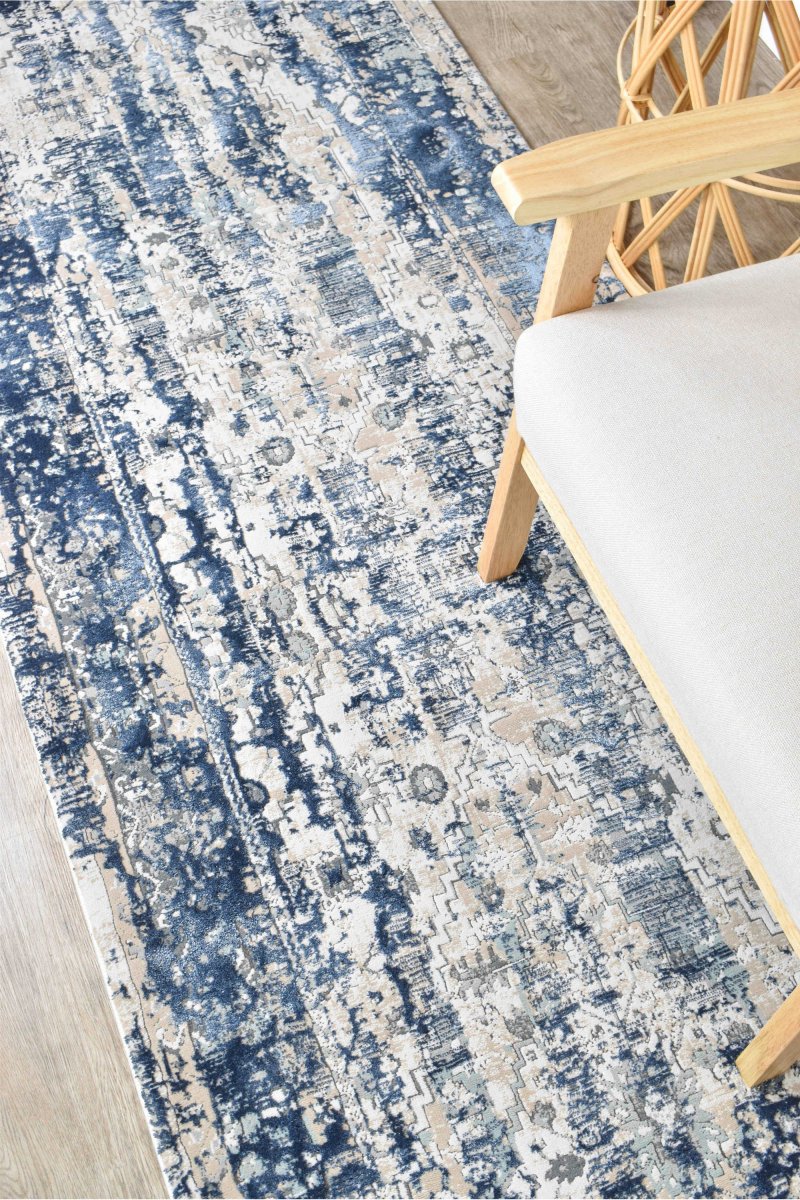 Pebble Blue White Modern Rug