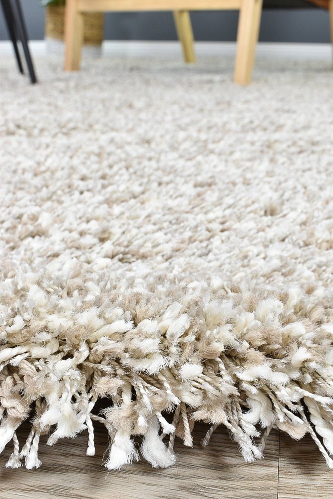 Plain Beige Shaggy Rug