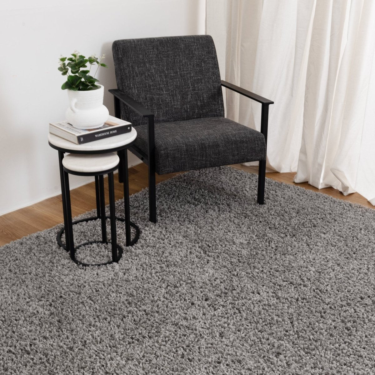 Plush Light Grey Shaggy Rug Area Rug | Ruggy