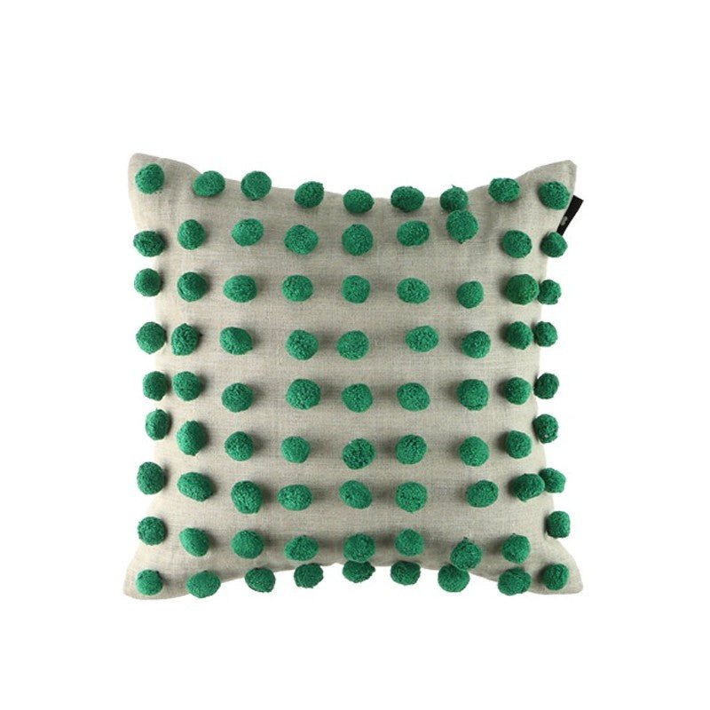 Pom Pom Linen Emerald Cushion 45x45cm CUSHIONS > Cotton_Linen | Ruggy