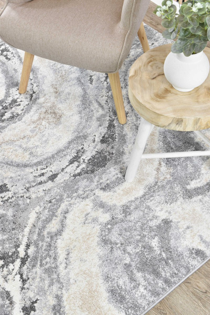 Raya Grey Wave Modern Rug