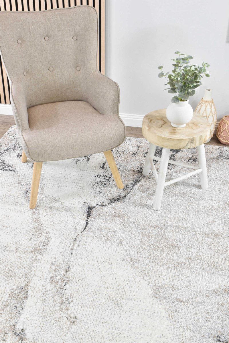 Raya Ivory Grey Modern Rug