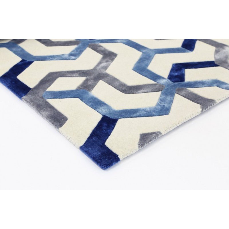 Regal Geo Maze Navy Designer Rug Area Rug | Ruggy