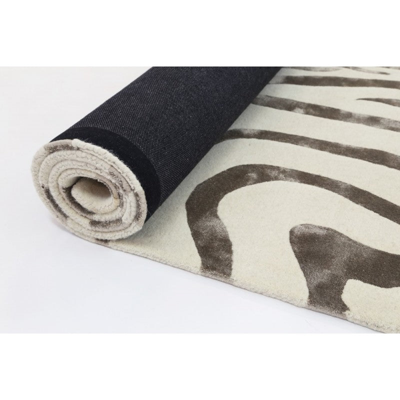 Regal Zebra Ivory Designer Rug Area Rug | Ruggy