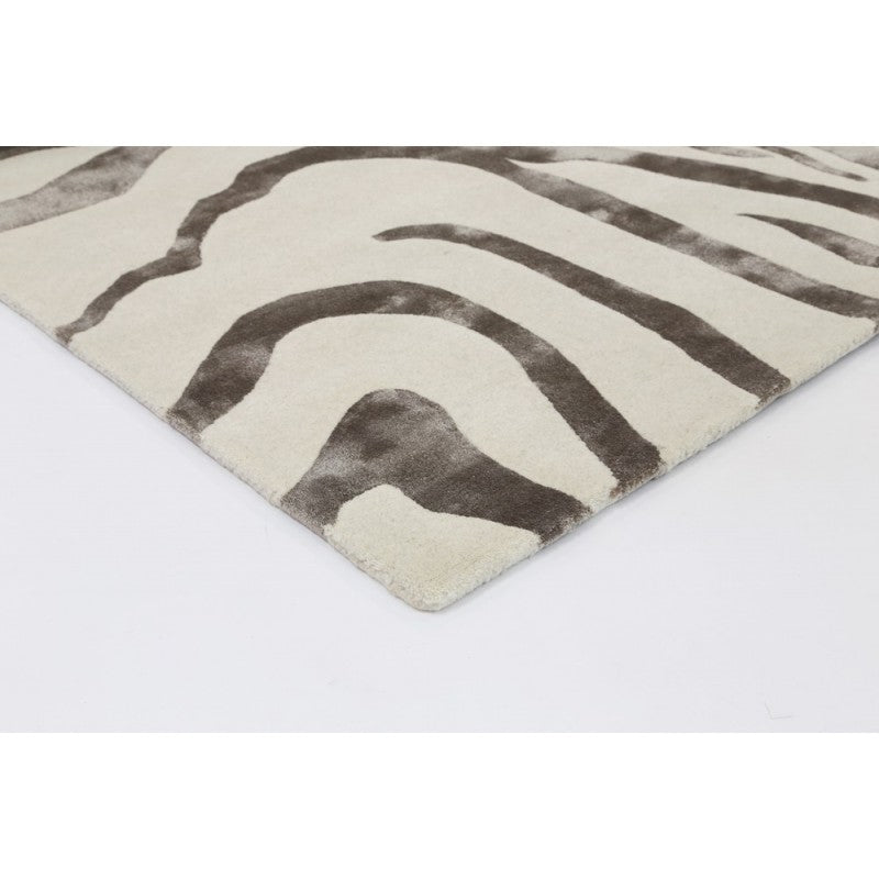 Regal Zebra Ivory Designer Rug Area Rug | Ruggy