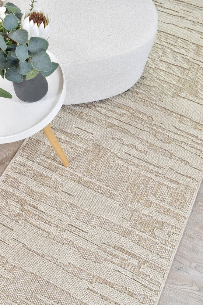 Rift Abstract Beige Hallway Runner