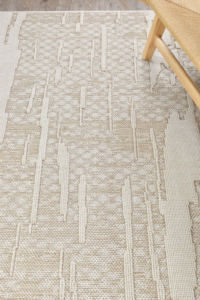 Rift Abstract Beige Outdoor Rug