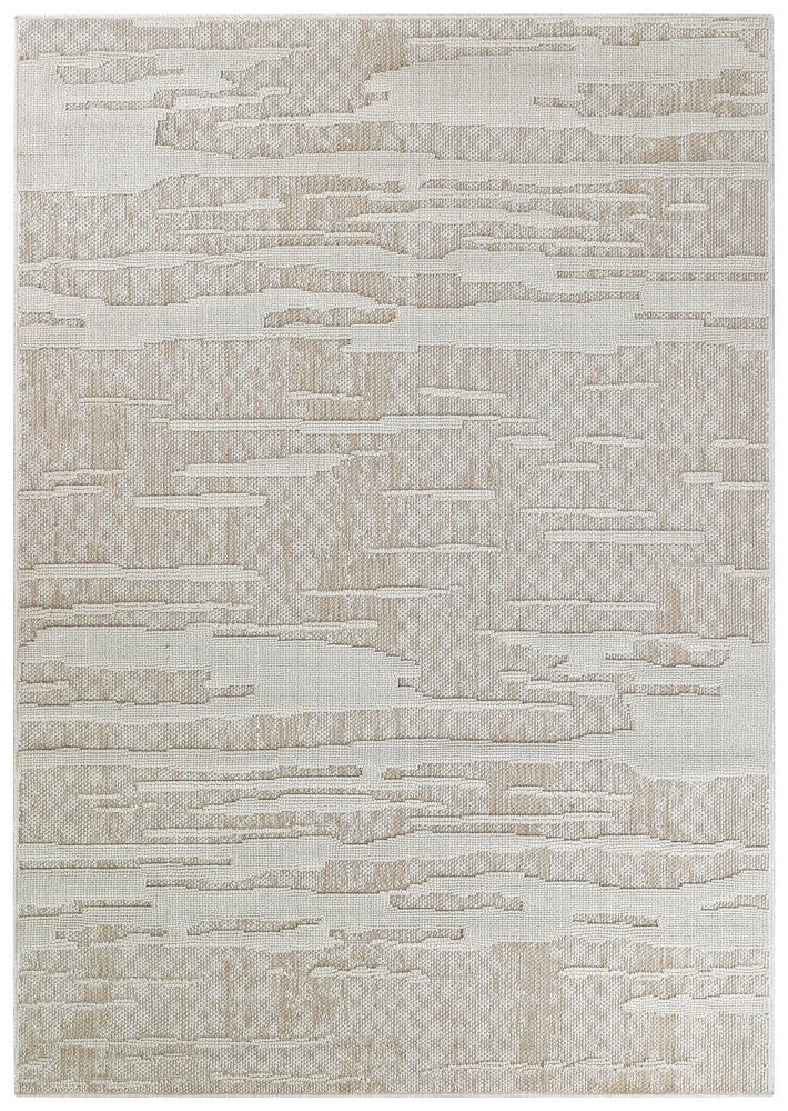 Rift Abstract Beige Outdoor Rug