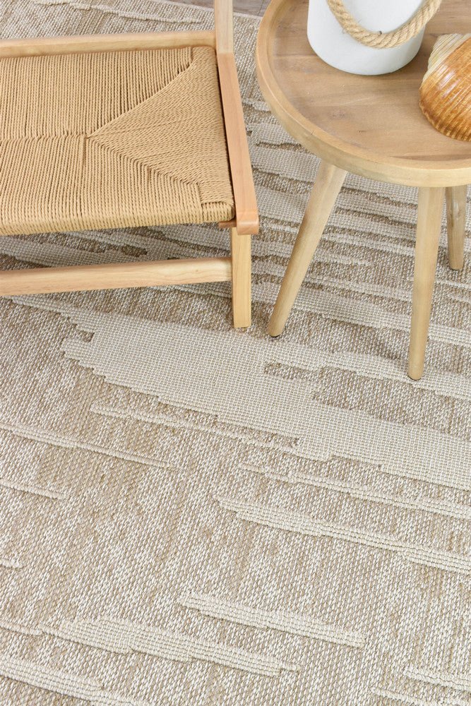 Rift Abstract Beige Outdoor Rug