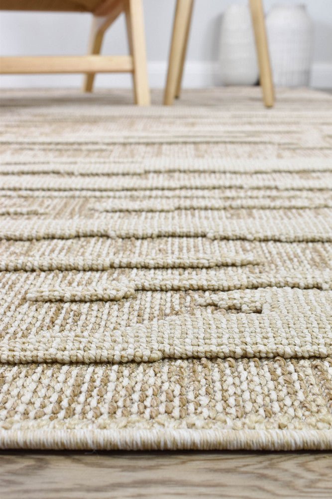 Rift Abstract Beige Outdoor Rug