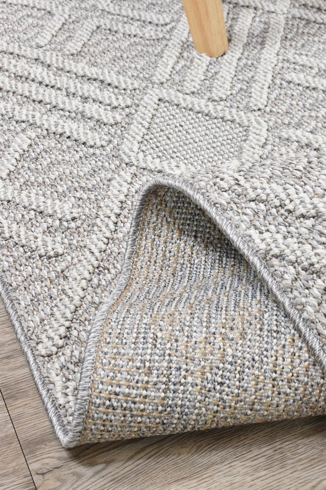 Rift Diamond Grey Outdoor Rug