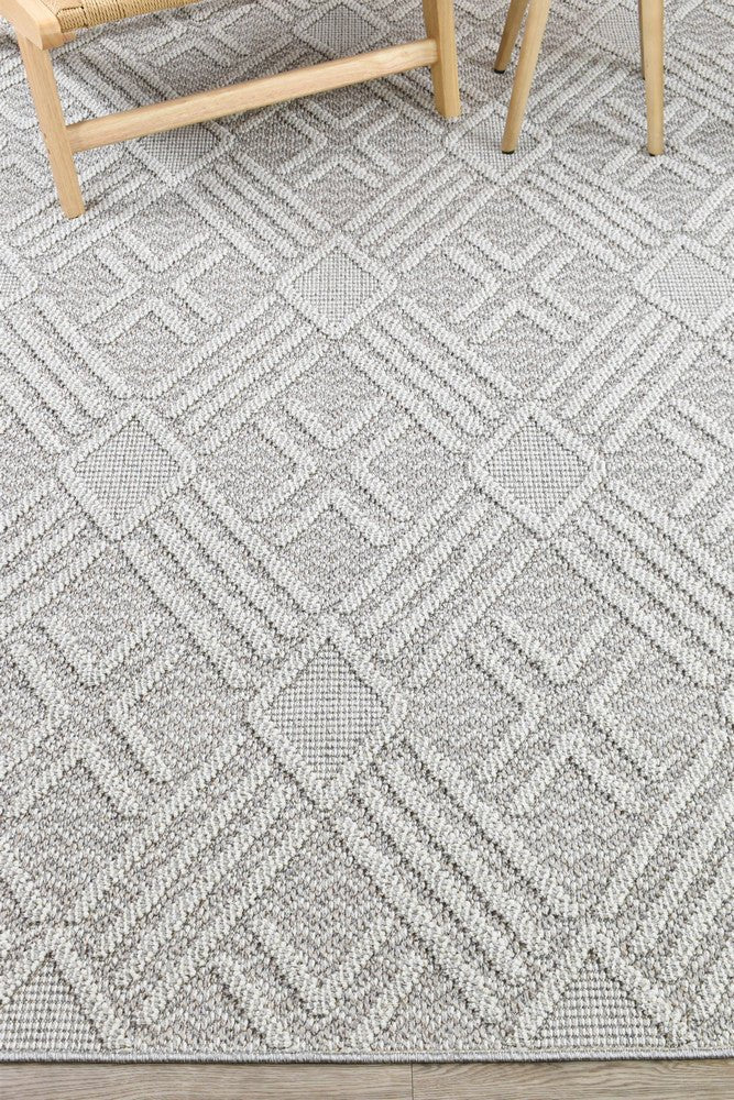 Rift Diamond Grey Outdoor Rug