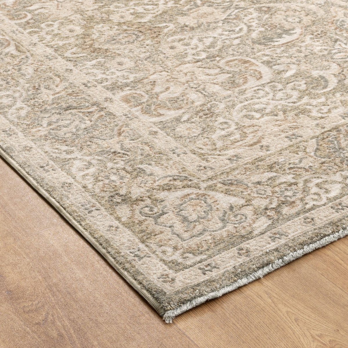Roselle Regal Green Beige Vintage Rug