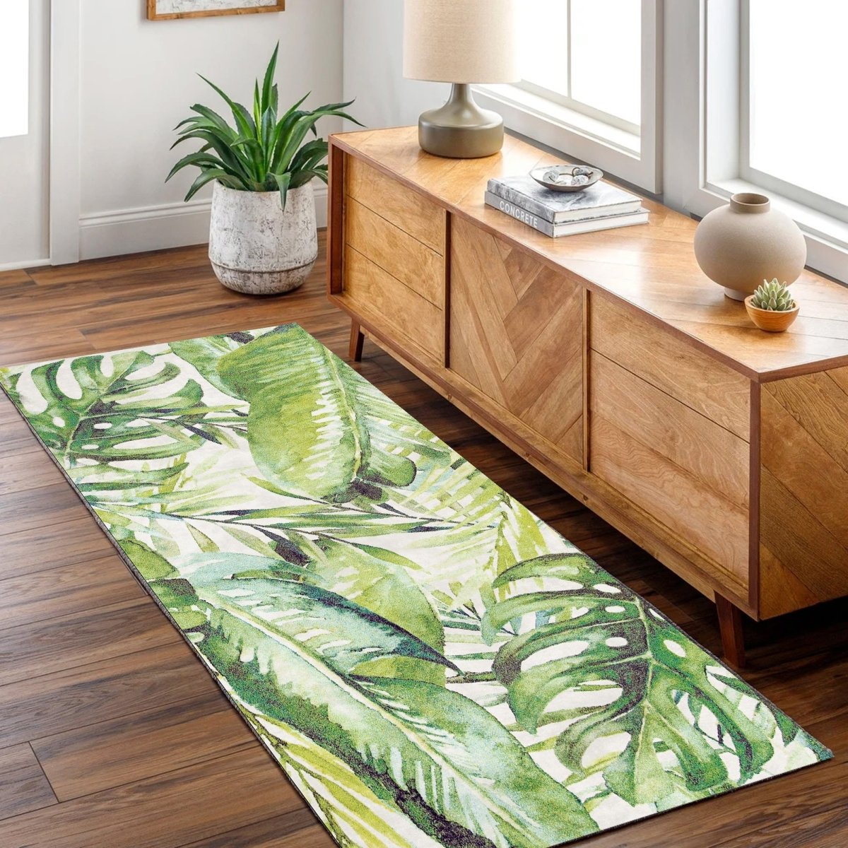 Royal Borneo Green Washable Runner