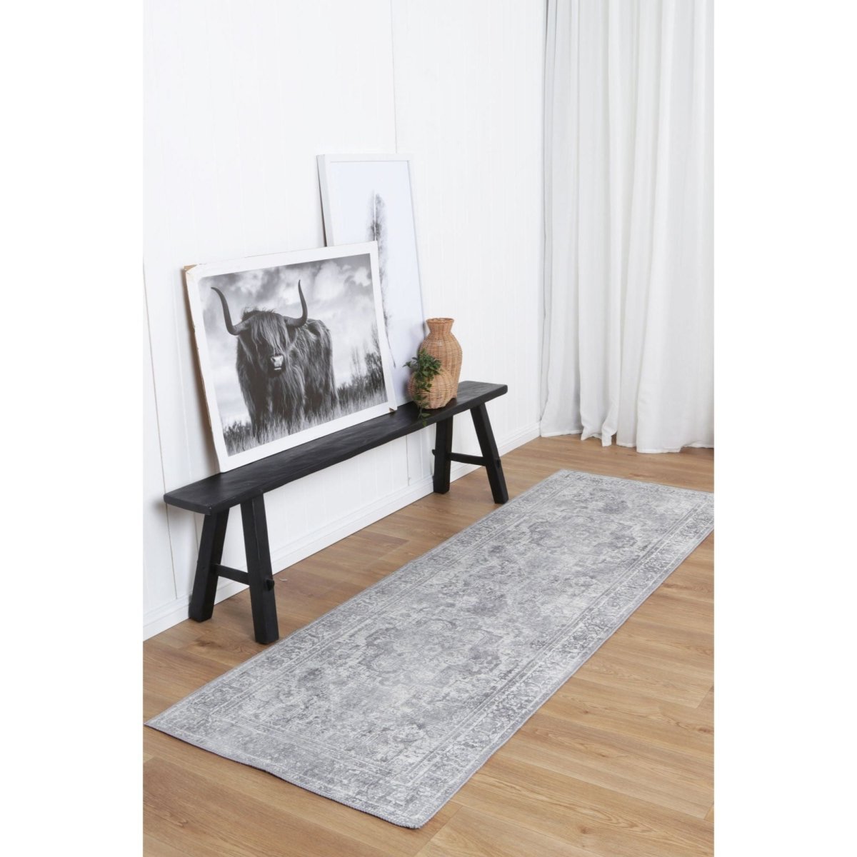 Royal Distressed Vintage Grey Runner Rug