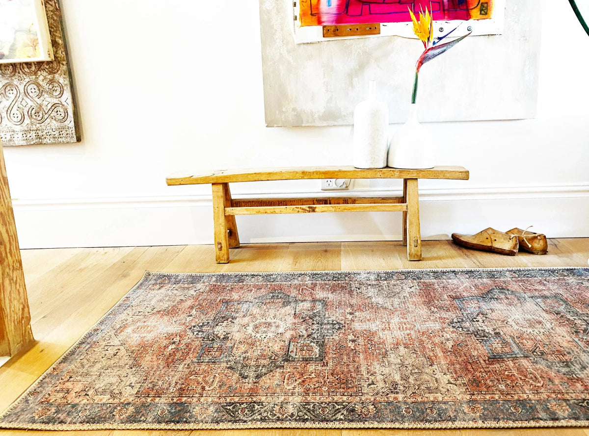 Royal Distressed Vintage Terracotta Blue Area Runner